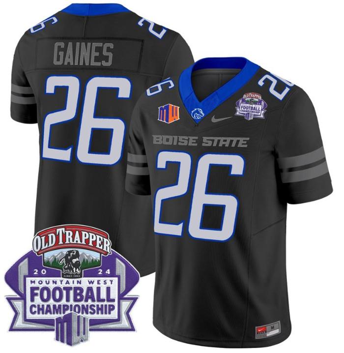 Men's Nike Sire Gaines Jersey #26 Boise State Broncos 2024 Championship Vapor Black