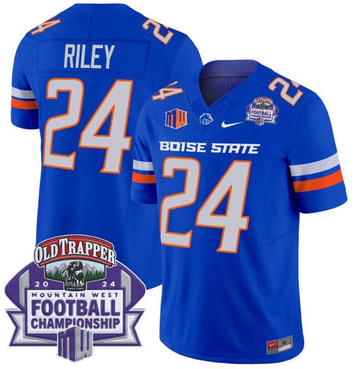 Men's Nike Dylan Riley Jersey #24 Boise State Broncos 2024 Championship Vapor Royal