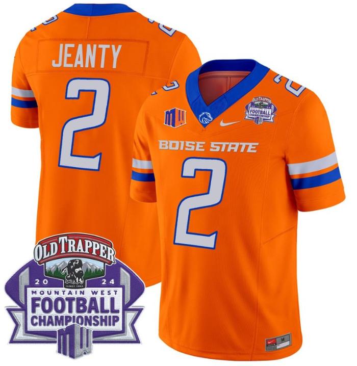 Men's Nike Ashton Jeanty Jersey #2 Boise State Broncos 2024 Championship Vapor Orange