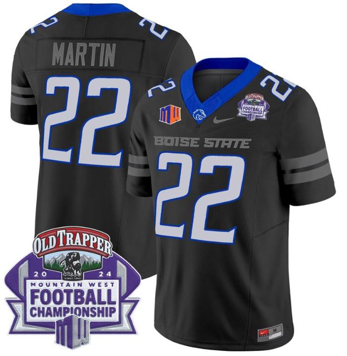 Men's Nike Doug Martin Jersey #22 Boise State Broncos 2024 Championship Vapor Black