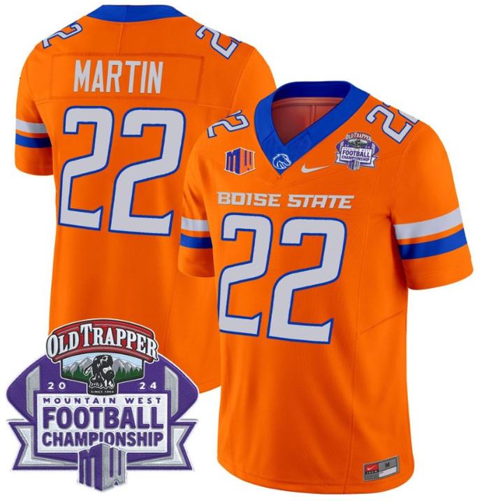 Men's Nike Doug Martin Jersey #22 Boise State Broncos 2024 Championship Vapor Orange