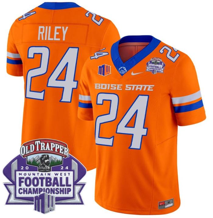 Men's Nike Dylan Riley Jersey #24 Boise State Broncos 2024 Championship Vapor Orange