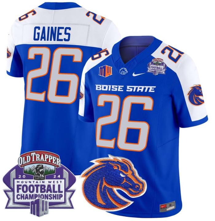 Men's Nike Sire Gaines Jersey #26 Boise State Broncos 2024 Championship Vapor Royal Alternate