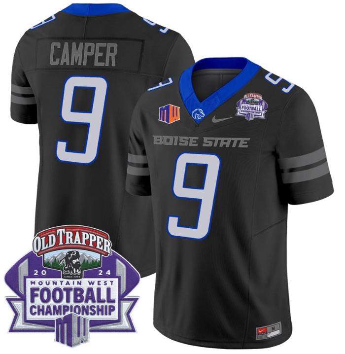 Men's Nike Cameron Camper Jersey #9 Boise State Broncos 2024 Championship Vapor BLack