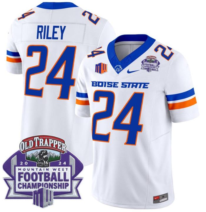 Men's Nike Dylan Riley Jersey #24 Boise State Broncos 2024 Championship Vapor White