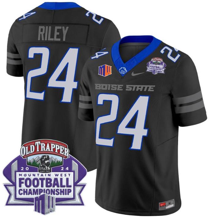 Men's Nike Dylan Riley Jersey #24 Boise State Broncos 2024 Championship Vapor Black