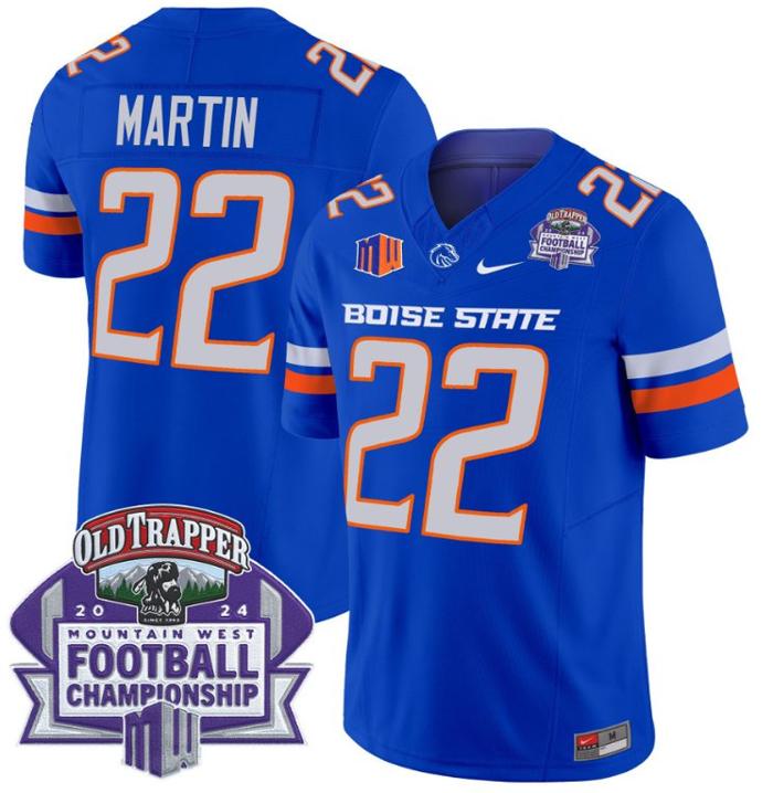Men's Nike Doug Martin Jersey #22 Boise State Broncos 2024 Championship Vapor Royal