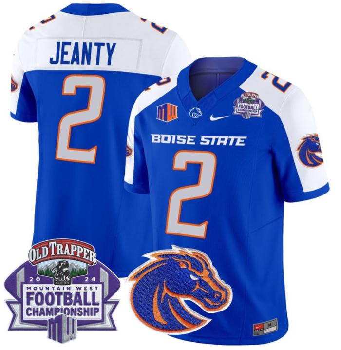 Men's Nike Ashton Jeanty Jersey #2 Boise State Broncos 2024 Championship Vapor Royal Alternate