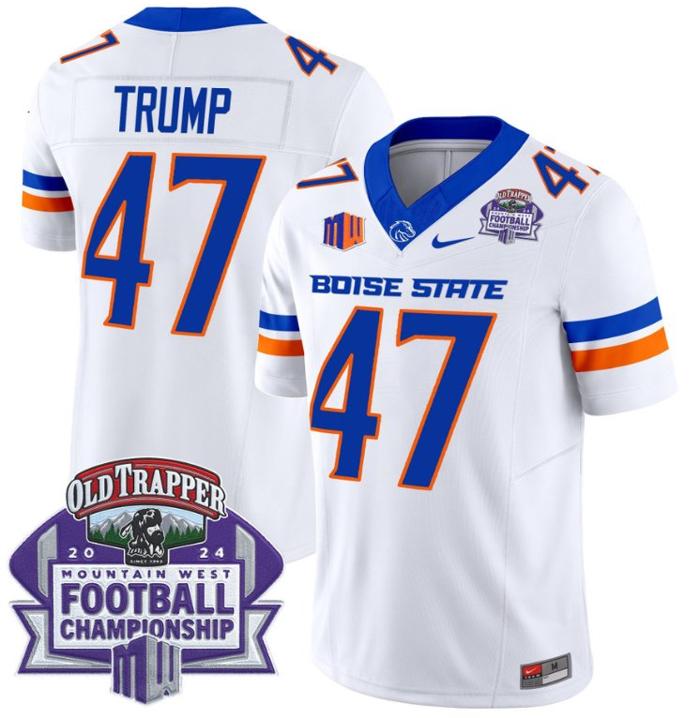 Men's Nike Donald Trump Jersey #47 Boise State Broncos 2024 Championship Vapor White