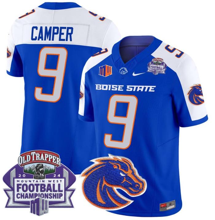 Men's Nike Cameron Camper Jersey #9 Boise State Broncos 2024 Championship Vapor Royal Alternate