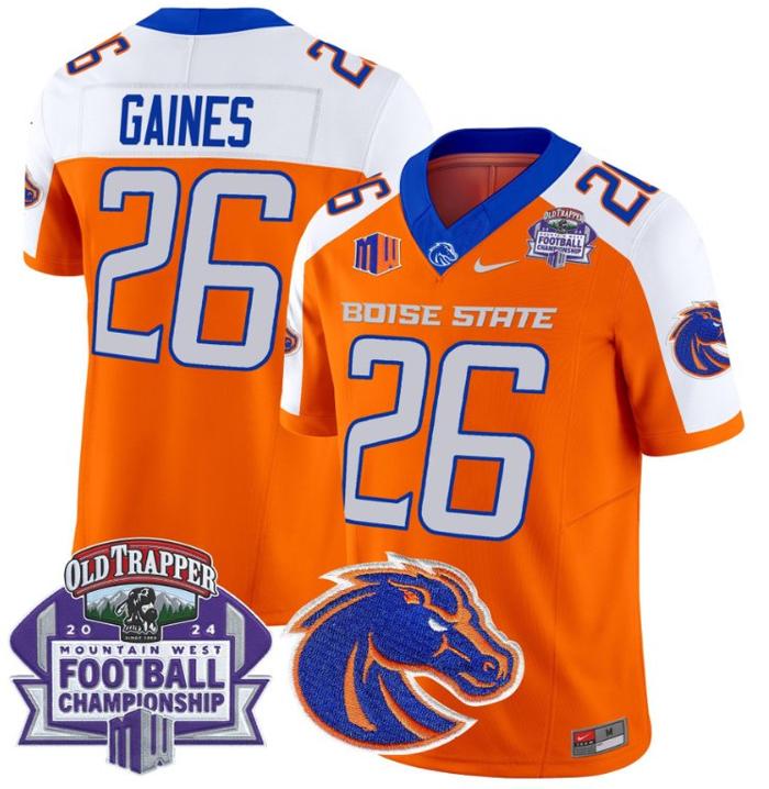 Men's Nike Sire Gaines Jersey #26 Boise State Broncos 2024 Championship Vapor Orange Alternate