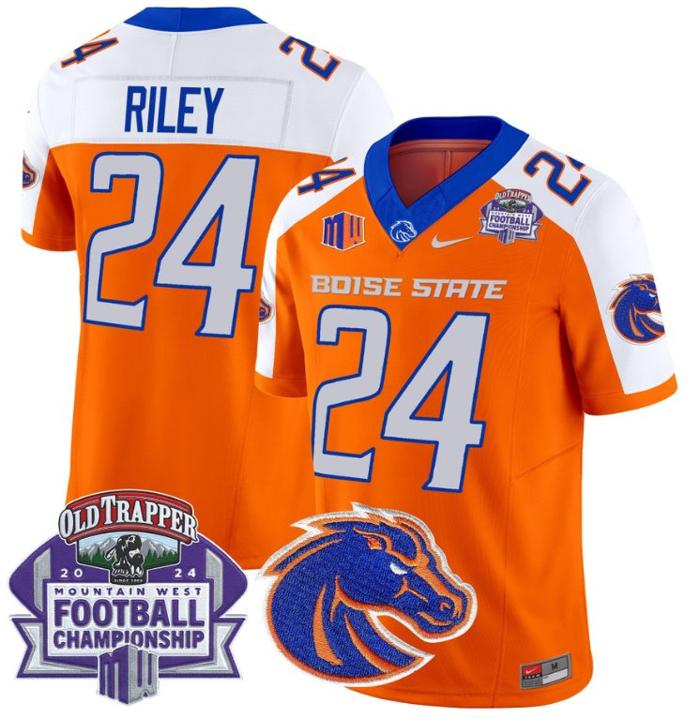 Men's Nike Dylan Riley Jersey #24 Boise State Broncos 2024 Championship Vapor Orange Alternate