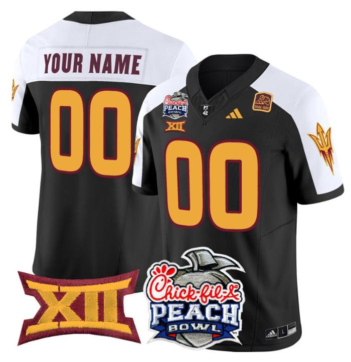 Custom Adidas Men's Youth Arizona State Sun Devils Jersey 2025 Peach Bowl Patch Black Alternate