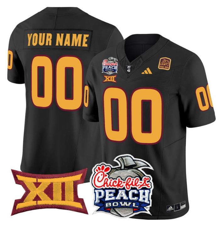Custom Adidas Men's Youth Arizona State Sun Devils Jersey 2025 Peach Bowl Patch Black