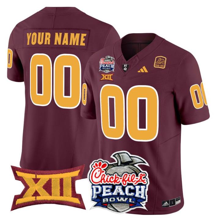Custom Adidas Men's Youth Arizona State Sun Devils Jersey 2025 Peach Bowl Patch Maroon