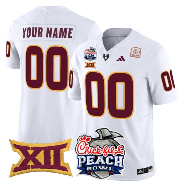 Custom Adidas Men's Youth Arizona State Sun Devils Jersey 2025 Peach Bowl Patch White