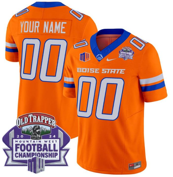 Custom Nike Men's Youth Boise State Broncos Jersey 2024 Championship Patch Orange