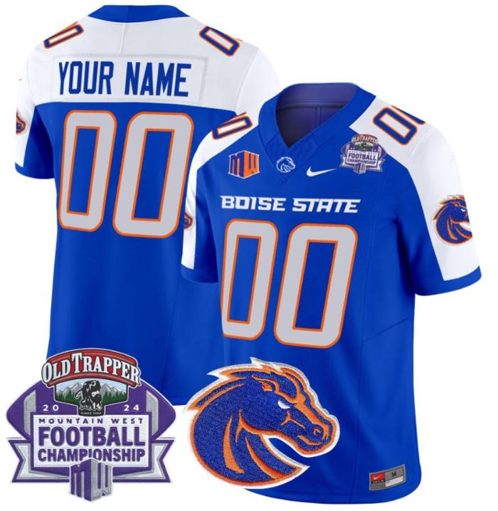 Custom Nike Men's Youth Boise State Broncos Jersey 2024 Championship Patch Royal Alternate