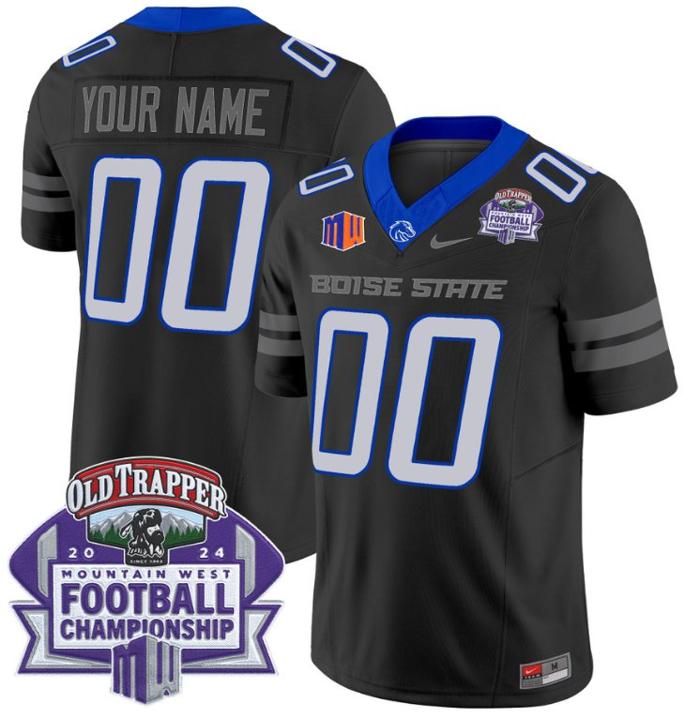 Custom Nike Men's Youth Boise State Broncos Jersey 2024 Championship Patch Black