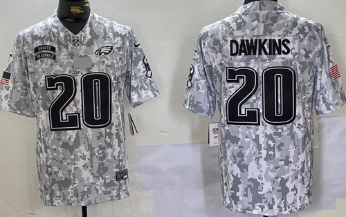 Men's Philadelphia Eagles #20 Brian Dawkins Limited Arctic Camo 2024 Salute to Service Jersey