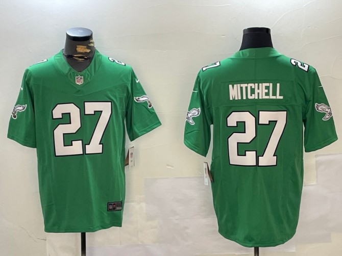 Men's Philadelphia Eagles #27 Quinyon Mitchell Kelly Green F.U.S.E Throwback Vapor Untouchable Limited Stitched Football Jersey