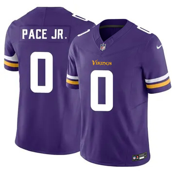 Men's Minnesota Vikings #0 Ivan Pace Jr Purple Vapor FUSE Limited Stitched Jersey