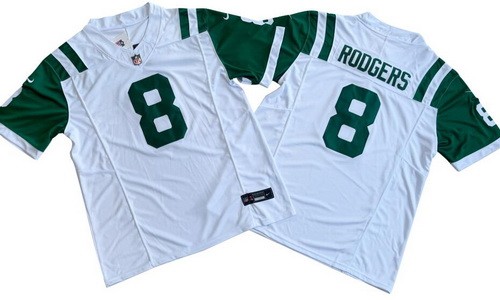 Men's New York Jets #8 Aaron Rodgers Limited White Classic FUSE Vapor Jersey