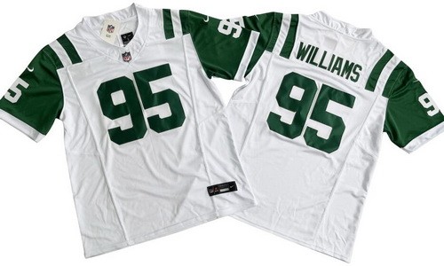 Men's New York Jets #95 Quinnen Williams Limited White Classic FUSE Vapor Jersey
