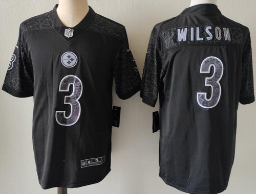 Men's Pittsburgh Steelers #3 Russell Wilson Limited Black RFLCTV Jersey