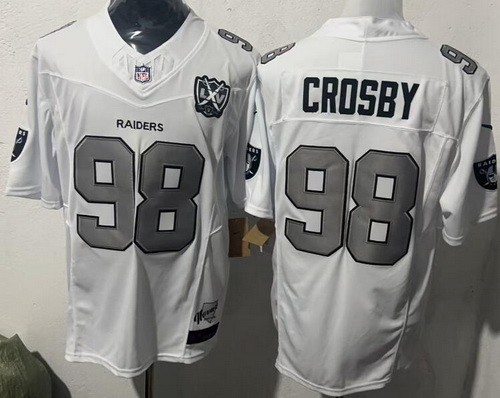 Men's Las Vegas Raiders #98 Maxx Crosby Limited White 65th Fashion FUSE Vapor Jersey