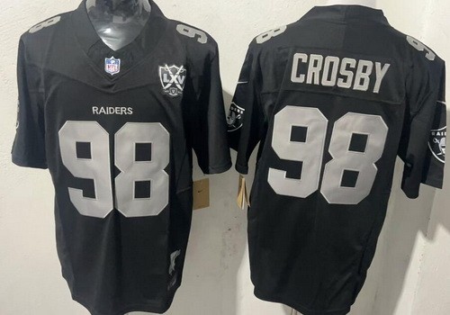 Men's Las Vegas Raiders #98 Maxx Crosby Limited Black 65th Fashion FUSE Vapor Jersey