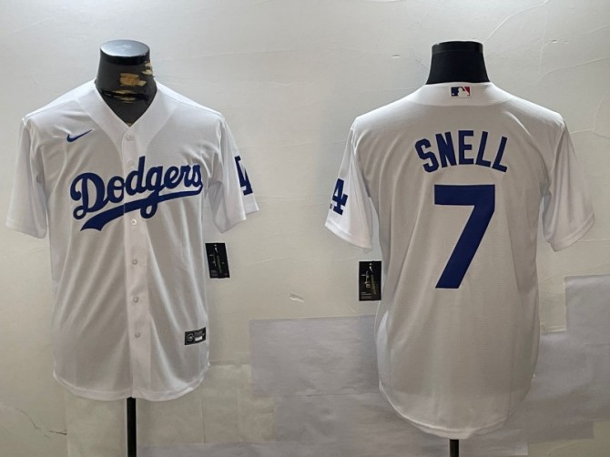 Men's Los Angeles Dodgers #7 Blake Snell White Nike Home Cool Base Stitched Baseball Jersey