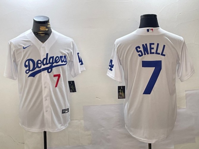 Men's Los Angeles Dodgers #7 Blake Snell White Nike Home Limited Stitched Baseball Jersey