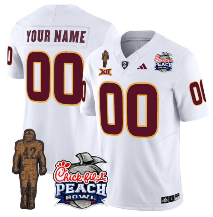 Custom Arizona State Sun Devils Pat Tillman Stitched Name Number Peach Bowl Patch Vapor Limited College Football Jersey White