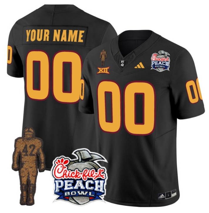 Custom Arizona State Sun Devils Pat Tillman Stitched Name Number Peach Bowl Patch Vapor Limited College Football Jersey Black