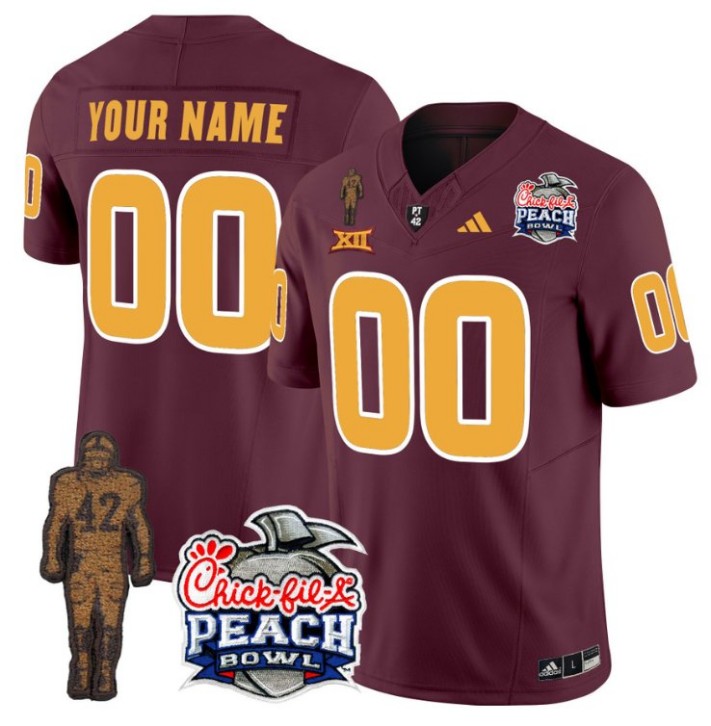 Custom Arizona State Sun Devils Pat Tillman Stitched Name Number Peach Bowl Patch Vapor Limited College Football Jersey Maroon