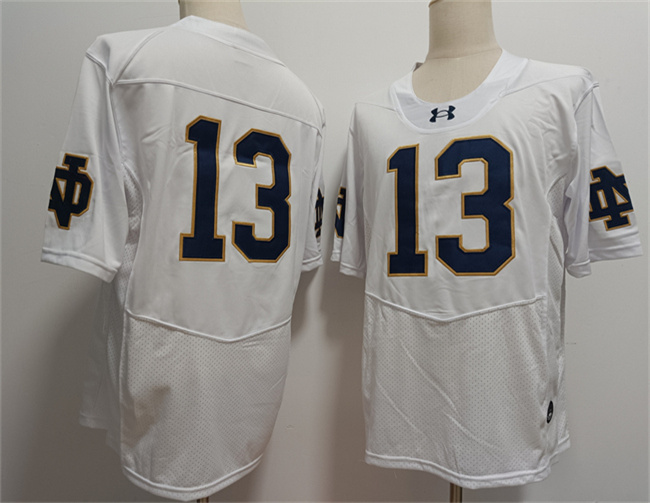 Men's Notre Dame Fighting Irish #13 Riley Leonard White 2024 Under Armour NCAA Football Stitched Jersey