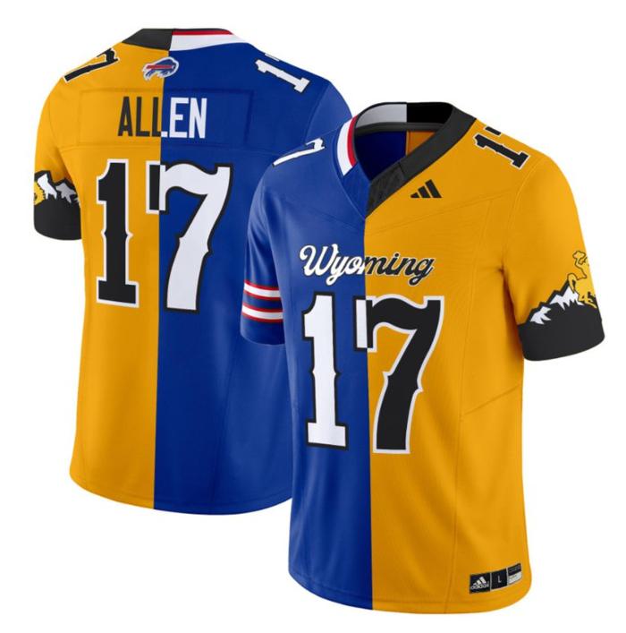 Men's Buffalo Bills Wyoming Cowboys #17 Josh Allen F.U.S.E. Split Vapor Limited Stitched Jersey