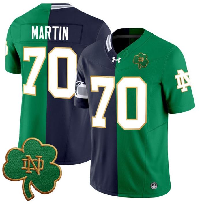 Men's Under Armour Zack Martin Jersey #70 Notre Dame Fighting Irish Dallas Cowboys Split Vapor Football Stitched