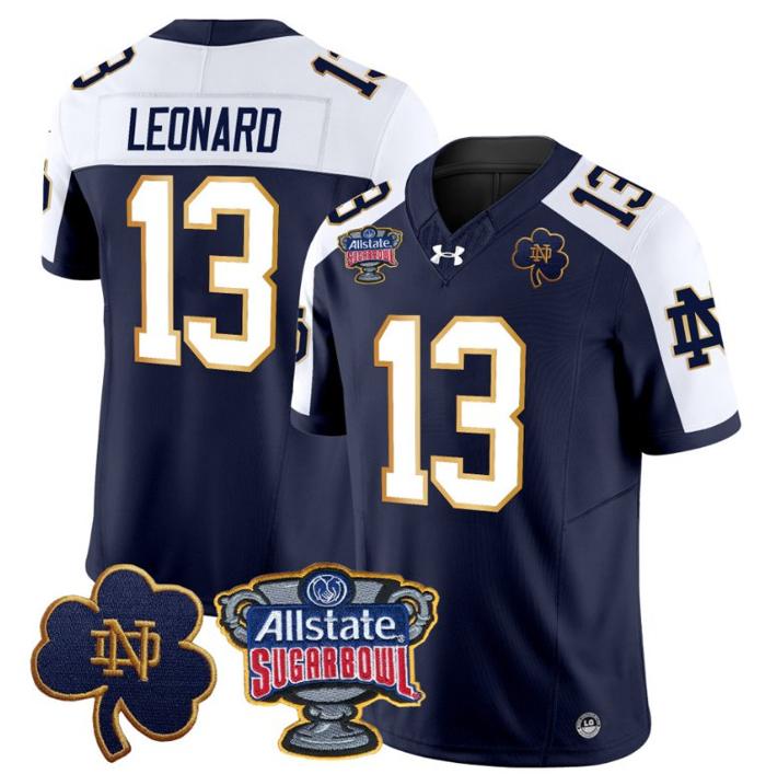 Men's Riley Leonard Jersey #13 Notre Dame Fighting Irish 2024 Sugar Bowl Patch Under Armour Stitched NCAA FB Alternate