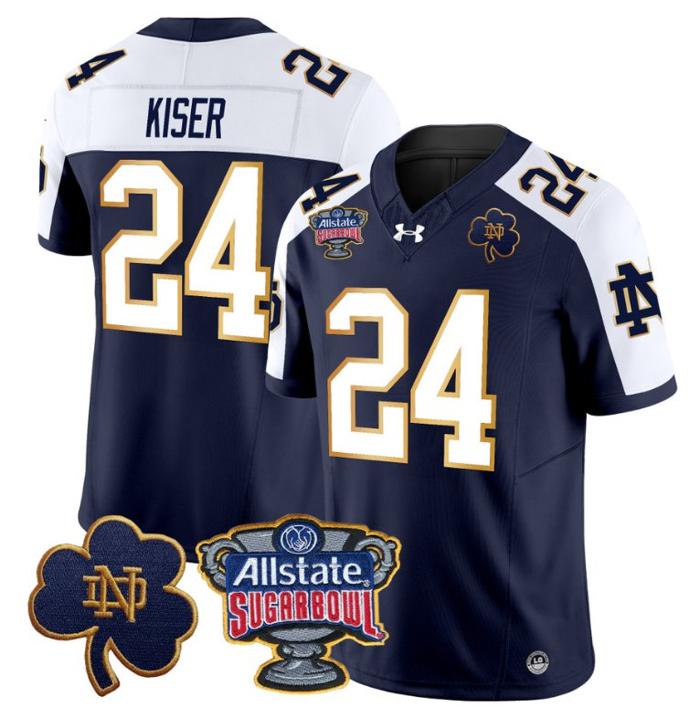 Men's Jack Kiser Jersey #24 Notre Dame Fighting Irish 2024 Sugar Bowl Patch Under Armour Stitched NCAA FB Alternate