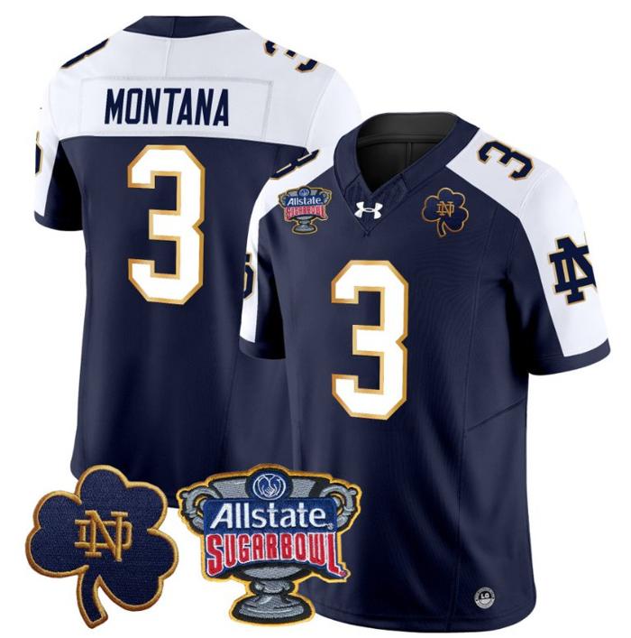 Men's Joe Montana Jersey #3 Notre Dame Fighting Irish 2024 Sugar Bowl Patch Under Armour Stitched NCAA FB Alternate