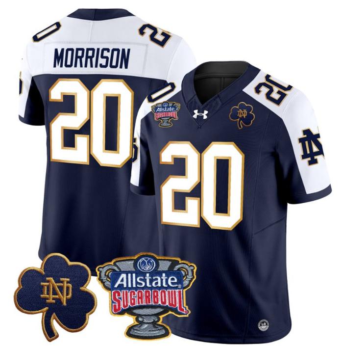 Men's Benjamin Morrison Jersey #20 Notre Dame Fighting Irish 2024 Sugar Bowl Patch Under Armour Stitched NCAA FB Alternate