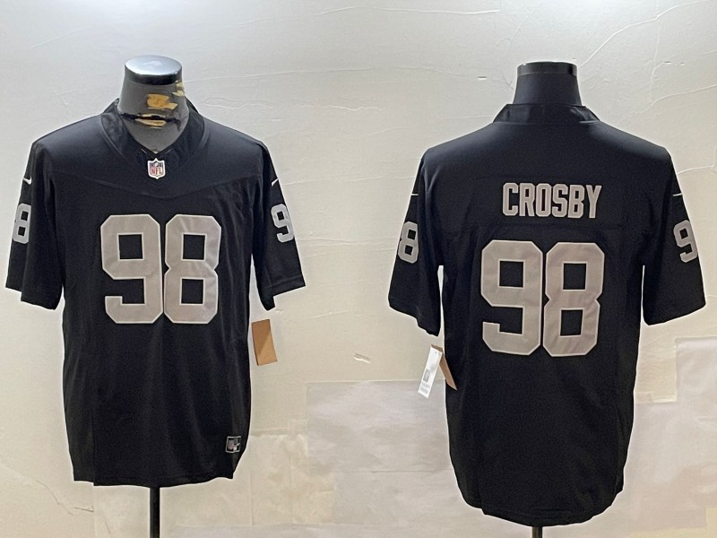 Men's Las Vegas Raiders #98 Maxx Crosby Black 2024 F.U.S.E. Vapor Untouchable Stitched Football Jersey
