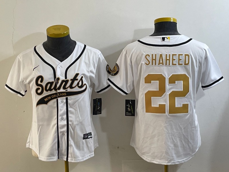 Youth New Orleans Saints #22 Rashid Shaheed White Cool Base Stitched Baseball Jersey
