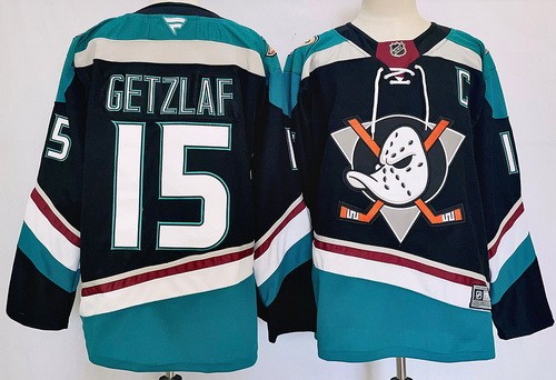 Men's Anaheim Ducks #15 Ryan Getzlaf Black With C Patch Authentic NHL Stitched Hockey Jersey