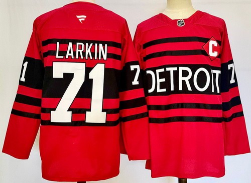 Men's Detroit Red Wings #71 Dylan Larkin Red Alternate With C Patch Authentic NHL Stitched Hockey Jersey
