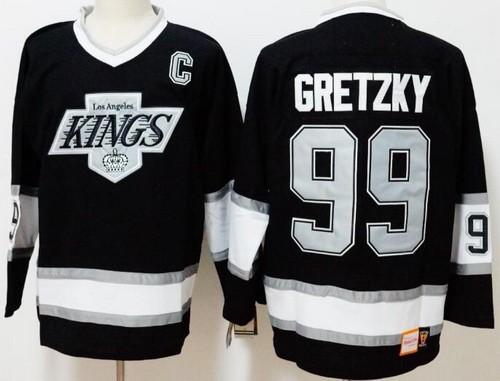 Men's Los Angeles Kings #99 Wayne Gretzky Black Throwback NHL Stitched Hockey Jersey