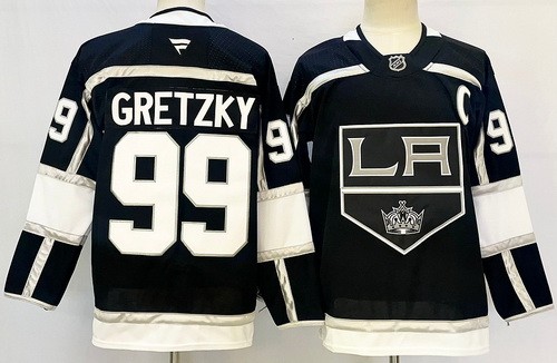 Men's Los Angeles Kings #99 Wayne Gretzky Black With C Patch Authentic NHL Stitched Hockey Jersey