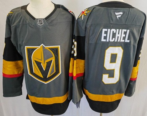 Men's Vegas Golden Knights #9 Jack Eichel Gray Authentic NHL Stitched Hockey Jersey